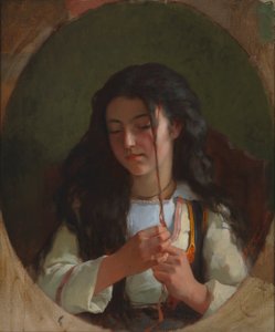 一个年轻女孩的研究，Pont Aven，1869年。 作者 弗雷德里克·亚瑟·布里奇曼
