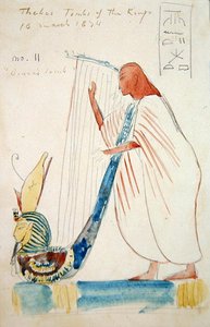 底比斯拉美西斯三世墓中的竖琴师壁画 作者 弗雷德里克·亚瑟·布里奇曼