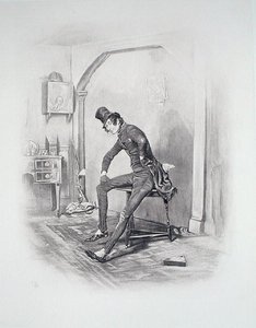 Alfred Jingle of No Hall, Nowhere，出自《查尔斯-狄更斯。关于他生活的闲话》，作者是托马斯-阿切尔，大约在1894年出版（石印）。