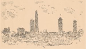 纽约天际线，黑暗建筑，1918年。
