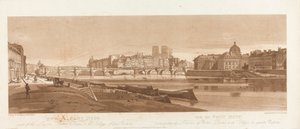 新港景观，卢浮宫、巴黎圣母院和四国学院的一部分，1803 年； 图版 7 来自《巴黎风景》，图版 B1981.25.2616 的伊曼纽尔体积描画