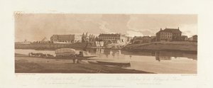 锡耶纳河畔乔伊西宫殿和村庄的景观，1803 年； 图版 14，来自《巴黎风景》，图版 B1981.25.2623 的伊曼纽尔卷描摹