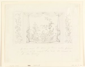 素描，布莱顿皇家展馆，蓝色（南）客厅，墙面装饰建议，约 1820 年 作者 弗雷德里克·克莱斯