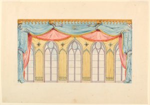 绘图，窗户装饰，可能用于布赖顿皇家音乐厅东墙，1820 年 作者 弗雷德里克·克莱斯