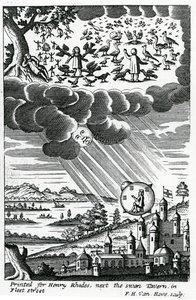 由Cyrano de Bergerac撰写的“月球世界和帝国的滑稽历史”的主题，于1687年出版 作者 弗雷德里克·亨德里克·范霍夫