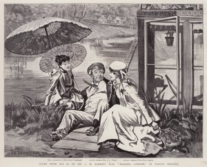 英国演员 Irene Vanbrugh、John Lawrence Toole 和 Mary Ansell 在伦敦 Toole