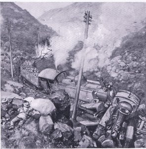 Vlakfontein附近的装甲火车的破坏，比勒陀利亚之后的插图：游击战争，1902年 作者 弗雷德里克·贾德·沃