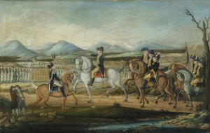1795年后，华盛顿在马里兰州坎伯兰堡（Fort Cumberland）审查西方军队。