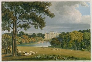Burghley House的视图，埃克塞特侯爵的座位，由Robert Havell（1769-1832）雕刻并出版，1819年（彩色雕刻）