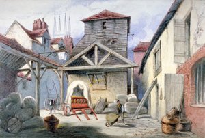 伦敦市法灵顿街玫瑰旅馆的院子，1838年。   