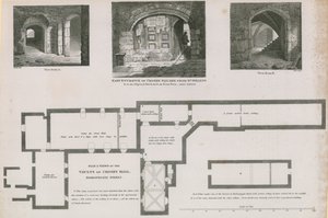 Bishopsgate街Crosby Hall拱顶的平面图和景观