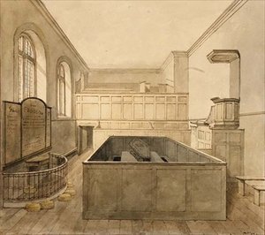 小教堂，新门监狱（水彩画 作者 弗雷德里克·纳什（Frederick Nash）
