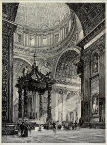 意大利罗马的圣彼得大教堂，内景，1878年。 作者 弗雷德里克·P·丁克尔伯格