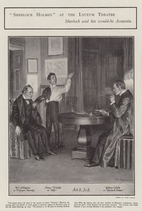 A performance of Sherlock Holmes at the Lyceum Theatre, London (litho)