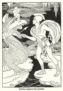 卡德摩斯冲向怪物（石版画） 作者 弗雷德里克·理查森