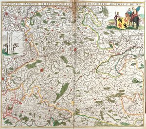 Hainaut 伯爵（Hainau）（比利时）和 Cambresis 的 Eveche（法国）的地图（蚀刻 作者 弗雷德里克·德·威特