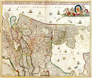 Map of the Count of Holland (Netherlands) (etching 作者 弗雷德里克·德·威特