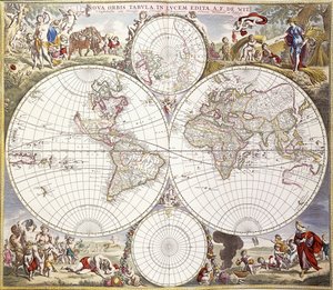 阿特拉斯·马约尔世界地图，摄于1705年