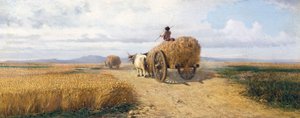 麦田，约 1868 年，费德里科·罗萨诺 (1835-1912) 作画，布面油画，30x73 厘米 作者 弗雷德里科·罗萨诺（Frederico Rossano）