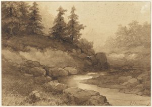 有河的丘陵景观 作者 弗雷德里克·亨德里克·凯默勒