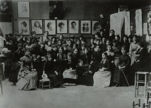 巴黎朱利安学院，一组艺术学生 作者 法国摄影师
