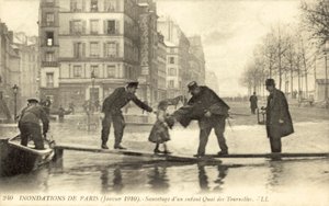 1910年1月，法国巴黎洪水泛滥 作者 法国摄影师