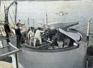 法国海军，19世纪末。卡农练习--Bibl.des Arts Deco。 作者 法国摄影师