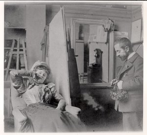 Henri de Toulouse-Lautrec（1864-1901）在他与Misia Natanson的工作室里 作者 法国摄影师