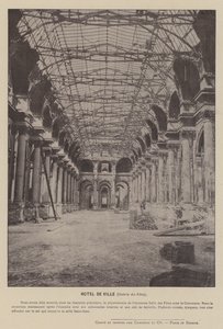 巴黎公社，市政厅，Galerie des Fetes（黑白照片） 作者 法国摄影师