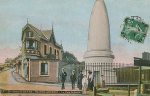 痛苦de sucre（糖面包纪念品）在勒阿弗尔附近的Sainte-Adresse。为纪念Charles Lefebvre-Desnouettes建造的陵墓。明信片于1913年寄出。 作者 法国摄影师