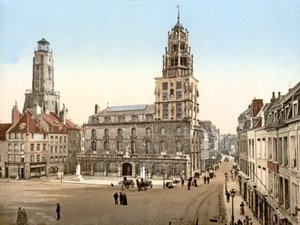 1890年至1900年，在背景中将环境中的dArmes与Tour de Guet放在一起 作者 法国摄影师