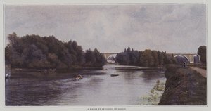The River Marne and the Viaduct of Nogent, France (colour photo) 作者 法国摄影师