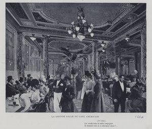 The great hall of the Cafe Americain, Paris (b/w photo) 作者 法国摄影师