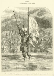 1513年11月29日，巴尔博亚以卡斯蒂利亚和莱昂王国的名义占领南海（雕刻） 作者 法语学校