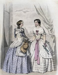 2位时尚女性--载于1852年《Demiselles杂志》。 作者 法语学校