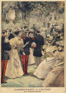 爱丽舍宫的花园聚会（La Farandole）--Meaulle, Fortune Louis (1844-1901)的插图，来自《小报》，1895年7月21日（雕刻）。 作者 法语学校