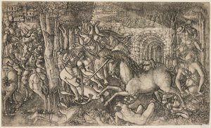 由独角兽追捕的国王，c.1547 作者 法语学校
