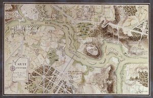 由弗朗索瓦·伏尔泰（1694-1778）的Candide启发的地图，由巴黎的Ecole Nationale des Ponts et Chaussees组织的竞赛，18世纪晚期（笔和墨水和纸上写的）