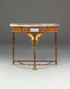 拿破仑三世的控制台，雅各布的方式，摄于巴黎，Maison Millet，摄于1865年（装在摩尔式风格的碧玉，桃花心木和镶木上）（另见362842-362843） 作者 法语学校