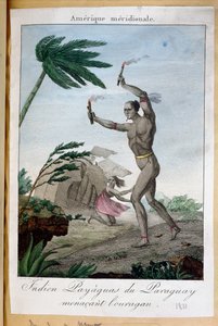 一个Payaguas印第安萨满试图转向飓风，巴拉圭，1811年 作者 法语学校