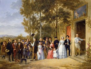 飞行中心的婚礼，Louveciennes，1850年 作者 法语学校