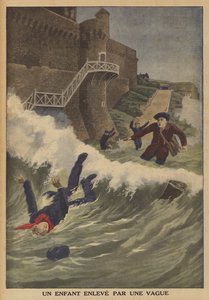 A child swept away by a wave (colour litho) 作者 法语学校