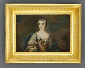 一位名叫路易丝·珍妮·德·杜尔福特（Louise-Jeanne de Durfot）的女士，公爵夫人玛莎琳与德拉迈耶拉伊，约1750年（象牙上的水彩画） 作者 法语学校