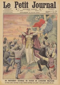 支持军事航空的全国运动（彩色平版印刷）。 作者 French School