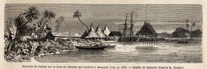 A sugar factory of Paklat, on the arm of Menam, the main river of Thailand, drawing by Sabatier, to illustrate Henri Mouhot