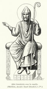 本笃会修道院院长与葫芦丝（雕刻）。 作者 法语学校