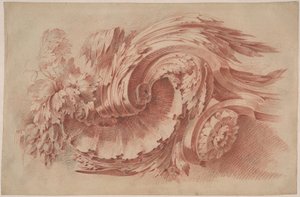 刺桐装饰，约 1760 年（纸上红色粉笔画） 作者 法语学校
