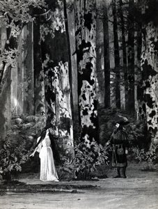 第一幕，德布西的Pelleas et Melisande的场景1，1902年4月在巴黎歌剧院合唱的第一部作品的照片，1902年6月剧院杂志的插图（李 作者 法语学校