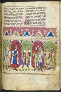 添加。MS 12228，f.223，Roman du Roy Meliadus de Leonnoys，约 1352 年（羊皮纸） 作者 法语学校