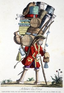 Admire force. Cartoon made by drugists against the Duke of Force in 1721. 作者 法语学校